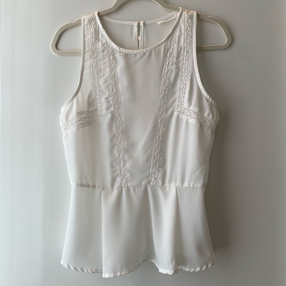 Lush Tops - Lush Embroidery/Lace Top/Blouse, White, Medium